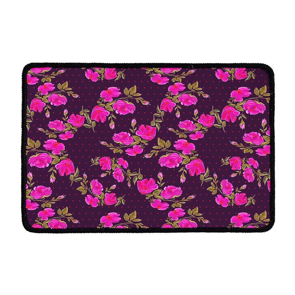 Purple Floral Flower Pattern Print Kitchen Mat