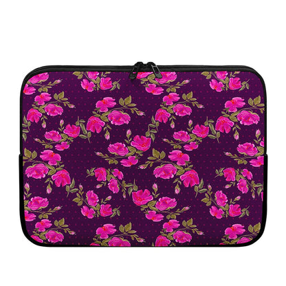 Purple Floral Flower Pattern Print Laptop Sleeve