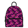 Purple Floral Flower Pattern Print Leather Backpack