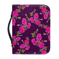 Purple Floral Flower Pattern Print Leather Bible Cover