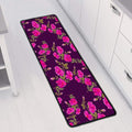 Purple Floral Flower Pattern Print Long Kitchen Mat