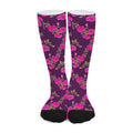 Purple Floral Flower Pattern Print Long Socks