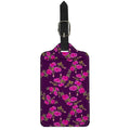 Purple Floral Flower Pattern Print Luggage Tag