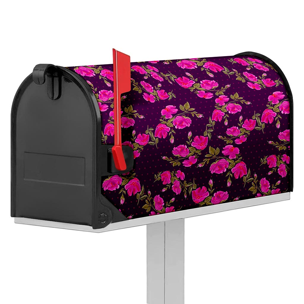 Purple Floral Flower Pattern Print Mailbox Cover