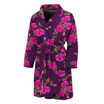 Purple Floral Flower Pattern Print Men's Bathrobe