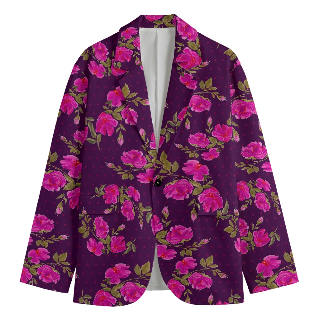 Purple Floral Flower Pattern Print Men's Blazer