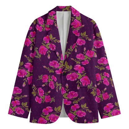 Purple Floral Flower Pattern Print Men's Blazer