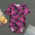 Purple Floral Flower Pattern Print Men's Bodysuit