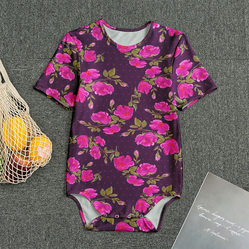 Purple Floral Flower Pattern Print Men's Bodysuit