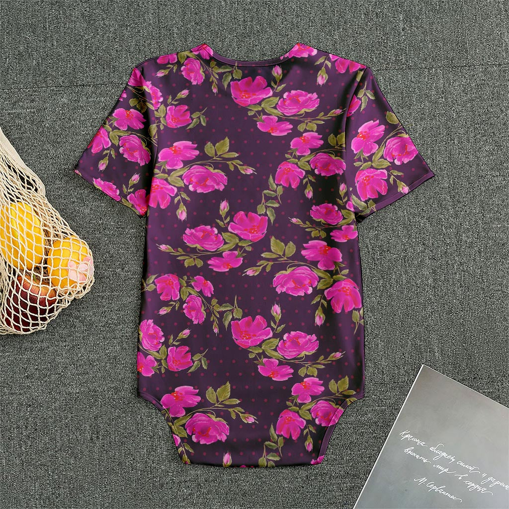 Purple Floral Flower Pattern Print Men's Bodysuit