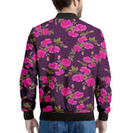 Purple Floral Flower Pattern Print Men's Bomber Jacket