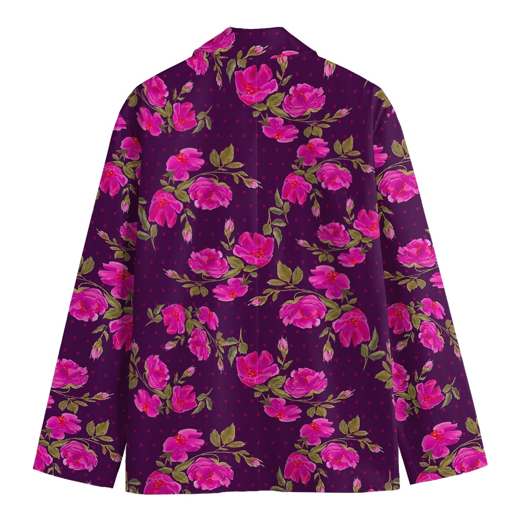 Purple Floral Flower Pattern Print Men's Cotton Blazer
