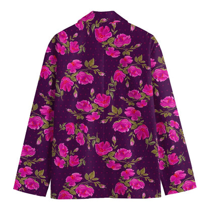 Purple Floral Flower Pattern Print Men's Cotton Blazer