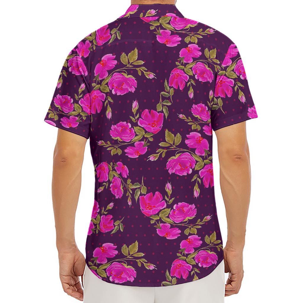 Purple Floral Flower Pattern Print Men's Deep V-Neck Shirt