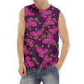 Purple Floral Flower Pattern Print Men's Fitness Tank Top