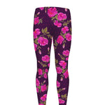 Purple Floral Flower Pattern Print Men's leggings