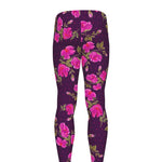 Purple Floral Flower Pattern Print Men's leggings