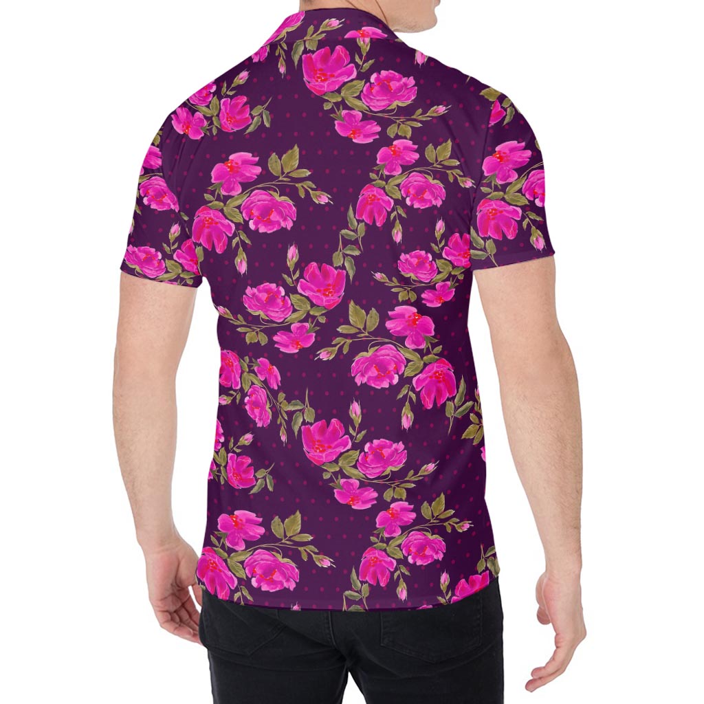 Purple Floral Flower Pattern Print Men's Shirt