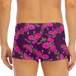 Purple Floral Flower Pattern Print Men's Short Boxer Briefs