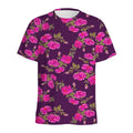 Purple Floral Flower Pattern Print Men's Athletic T-Shirt