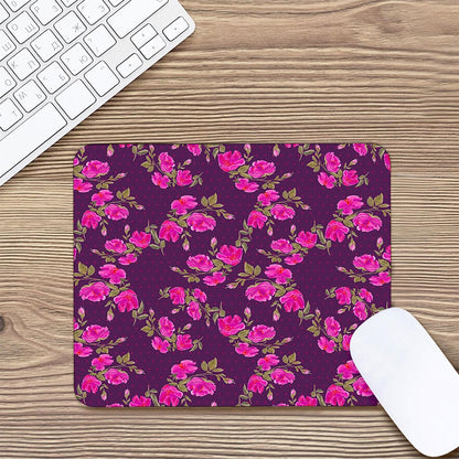 Purple Floral Flower Pattern Print Mouse Pad