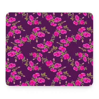 Purple Floral Flower Pattern Print Mouse Pad