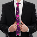 Purple Floral Flower Pattern Print Necktie