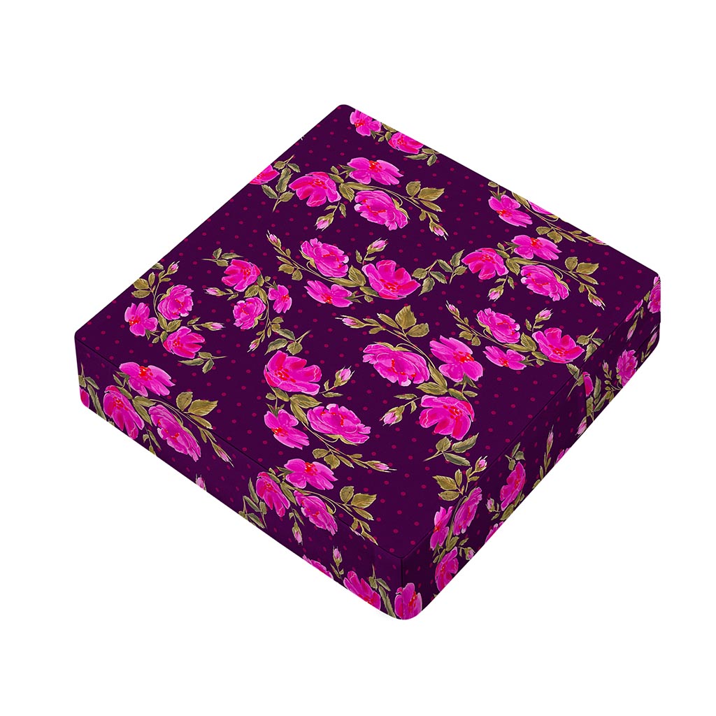 Purple Floral Flower Pattern Print Outdoor Seat Cushion Cover