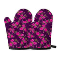 Purple Floral Flower Pattern Print Oven Mitts