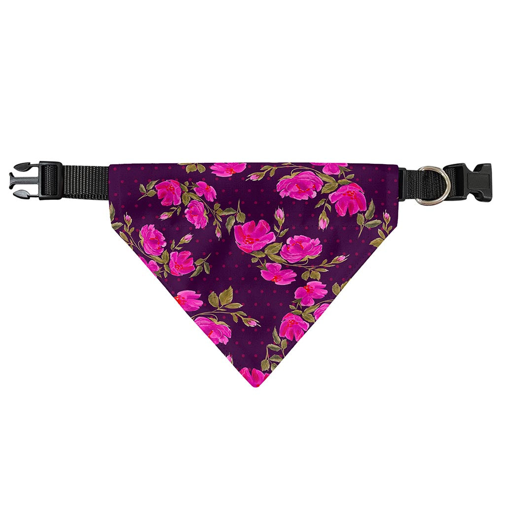 Purple Floral Flower Pattern Print Over The Collar Dog Bandana