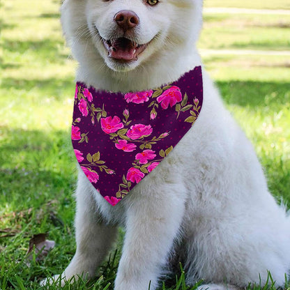 Purple Floral Flower Pattern Print Over The Collar Dog Bandana