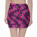 Purple Floral Flower Pattern Print Pencil Mini Skirt