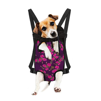 Purple Floral Flower Pattern Print Pet Carrier Backpack