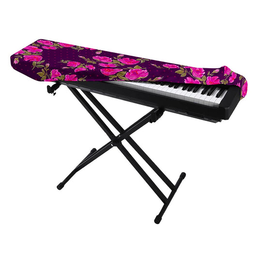 Purple Floral Flower Pattern Print Piano Keyboard Cover