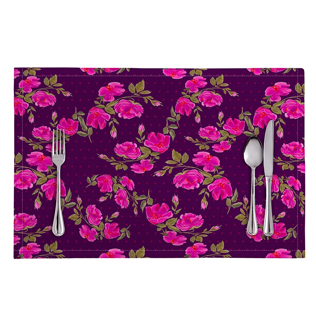 Purple Floral Flower Pattern Print Placemat