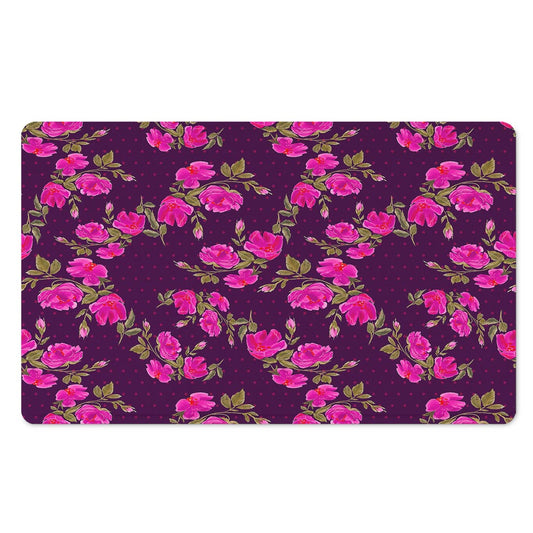Purple Floral Flower Pattern Print Polyester Doormat