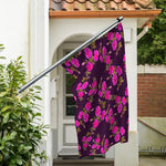 Purple Floral Flower Pattern Print Polyester Flag
