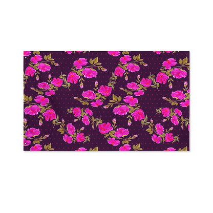 Purple Floral Flower Pattern Print Polyester Flag