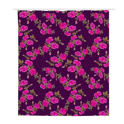 Purple Floral Flower Pattern Print Polyester Shower Curtain