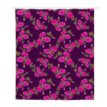 Purple Floral Flower Pattern Print Polyester Shower Curtain