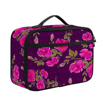 Purple Floral Flower Pattern Print Portable Lunch Bag