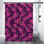 Purple Floral Flower Pattern Print Premium Shower Curtain