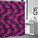 Purple Floral Flower Pattern Print Premium Shower Curtain