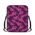 Purple Floral Flower Pattern Print Rectangular Crossbody Bag