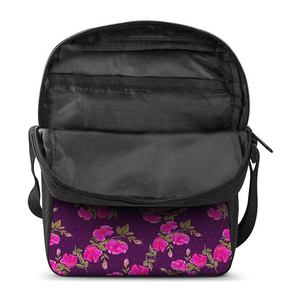 Purple Floral Flower Pattern Print Rectangular Crossbody Bag