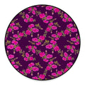 Purple Floral Flower Pattern Print Round Floor Mat