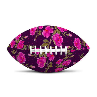 Purple Floral Flower Pattern Print Rugby Ball