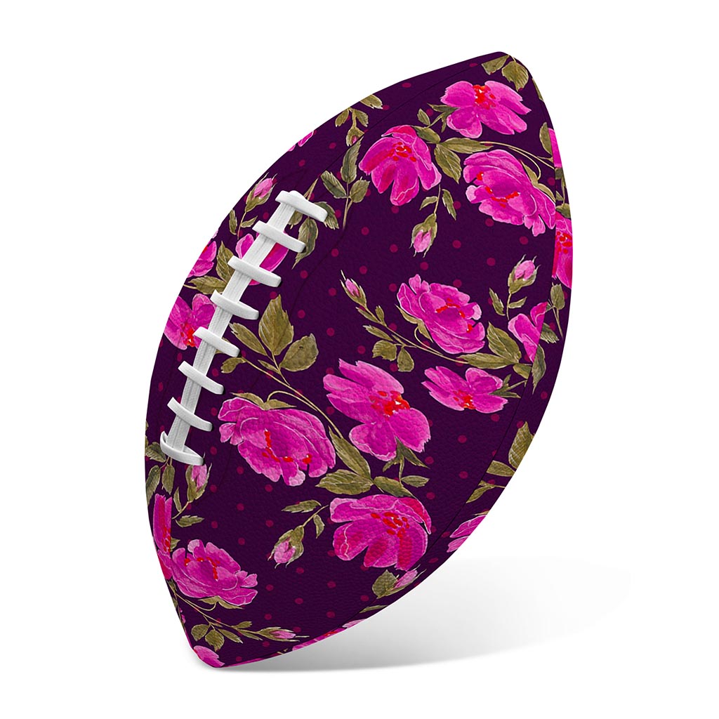 Purple Floral Flower Pattern Print Rugby Ball