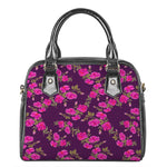 Purple Floral Flower Pattern Print Shoulder Handbag