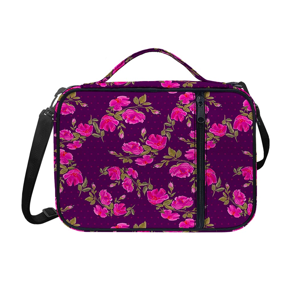 Purple Floral Flower Pattern Print Shoulder Strap Bible Bag